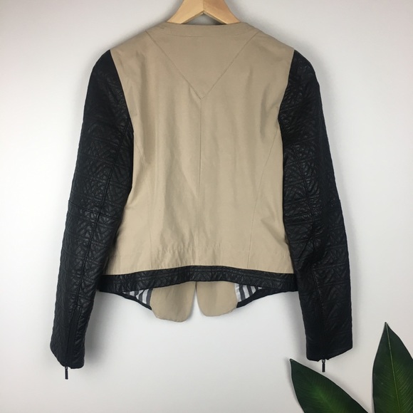 Leather-sleeved Jacket - Picture 2 of 8